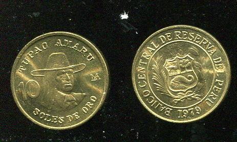 PERU（祕魯）硬幣，K272.2 , 10 Soles 1979 ，品相全新 UNC