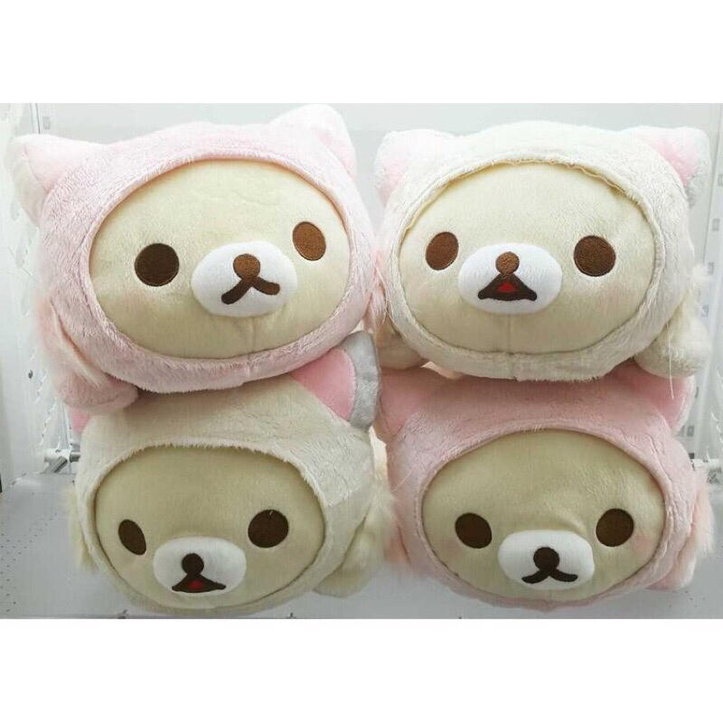 日本正版景品 拉拉熊 懶懶熊 懶妹 牛奶熊 小白熊 貓咪裝扮 趴姿絨毛娃娃 布偶 現貨特價
