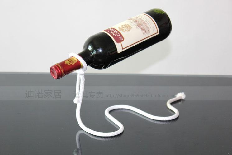 【⬆️368購物】創意紅酒瓶架 繩子酒瓶架 家居擺件 鐵鍊酒瓶架 魔術紅酒架