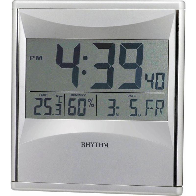 RHYTHM 日本麗聲數位電子液晶式溫.濕度顯示掛鐘/座鐘/鬧鐘三用 型號：LCW011NR19【神梭鐘錶】