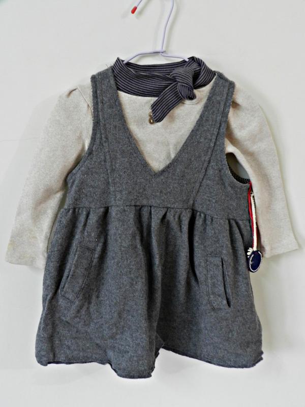MIZZLE 女童裝 兒童洋裝 灰 衣長約50cm 二件式洋裝