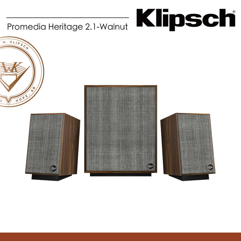【Klipsch - 現貨供應超值優惠】ProMedia Heritage 2.1聲道 電腦喇叭(Walnut木紋)