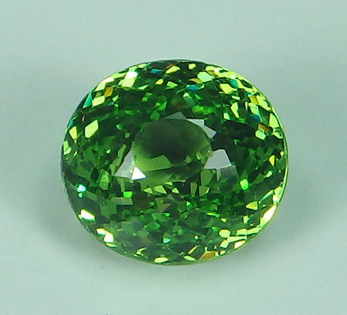 翠榴石[G607-GAR38-810]附GIA證書罕見2.12克拉100%天然綠帶微黃色橢圓 