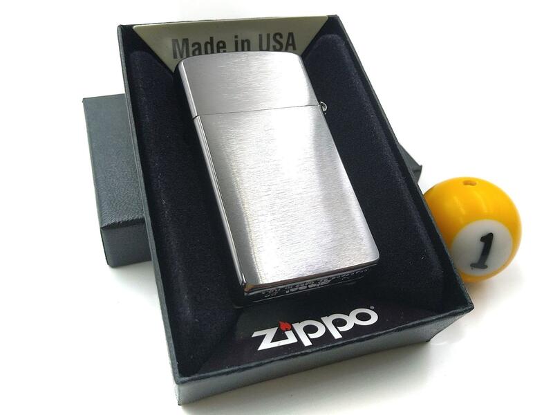 ◤球球玉米斗◢ 原廠正品 美國 ZIPPO打火機-Slim袖珍版機身 (鍍鉻拉絲紋-型號1600)