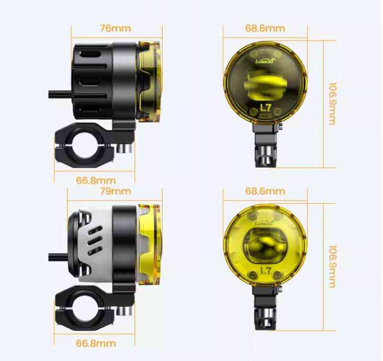 【普龍貢-實體店面】LOBOO L7 蘿蔔 摩托車射燈 遠近光一體 LED 遠近燈切換 小魚眼水平切線 聚光 霧燈外掛式