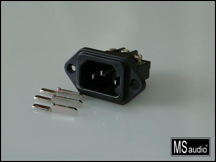 MS auduo 自鎖式紫銅(非黃銅)鍍銠AC電源座