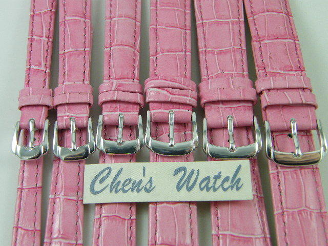 【錶帶家】『嚴選』LIMA 義大利進口牛皮壓鱷魚皮紋真皮錶帶桃紅粉紅色 20mm 18mm 16mm 14mm 12mm