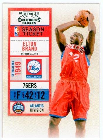 (L) NBA-10-11-Contenders Patches #63 費城76人隊明星大前鋒"選秀狀元" Elton Brand 最新精美球票設計球員卡一張-夯
