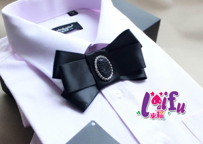 來福，K267黑色圓鑽胸針新郎結婚領結領花糾糾，售價150元