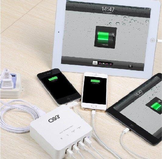 QIC DF4U-6A-WH超大輸出~蘋果4口USB 旅充 iPad 1 2 3 4 iPhone 3 4 S ipod