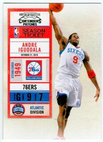 (L) NBA-10-11-Contenders Patches #64 費城76人隊明星小前鋒 Andre Iguodala 最新精美球票設計球員卡一張-夯