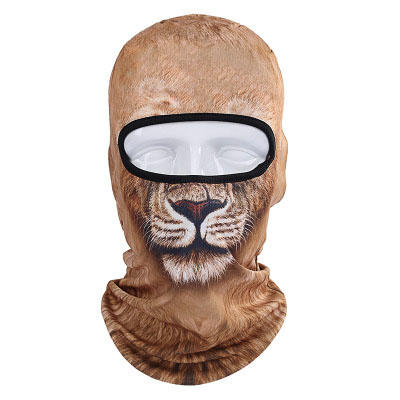 【哈狼族】3D動物騎行面罩戶外防風防曬頭套-獅子款