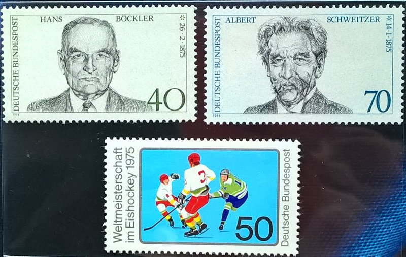 【AntStamp螞蟻郵票站】德國 1975 政治人物2全 + 冰球世界錦標賽 1全 #11113