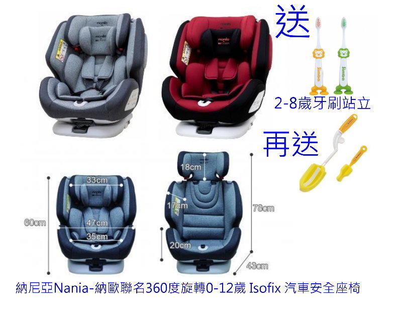 [小荳荳]全新免運現貨-納尼亞Nania-migo納歐聯名360度旋轉0-12歲 Isofix 汽車安全座椅