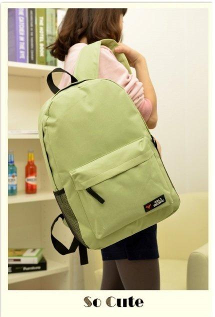 簡約純色雙肩包女韓版潮學生糖果色學生書包學院風電腦背包休閑旅行包 
