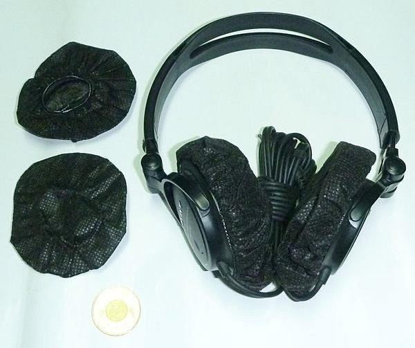 一次性 耳機套:41號 黑 外徑6~9cm,較厚,適中號耳機,耳機罩 聽筒罩,不織布 無紡布,耳罩 耳機棉;1組2個