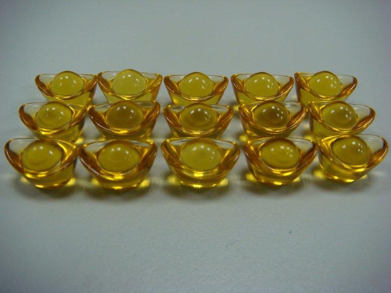 琉璃元寶 黃水晶元寶 (1公分)(小型,一組15顆,一顆約1.28公克/12mm/9mm/8mm)