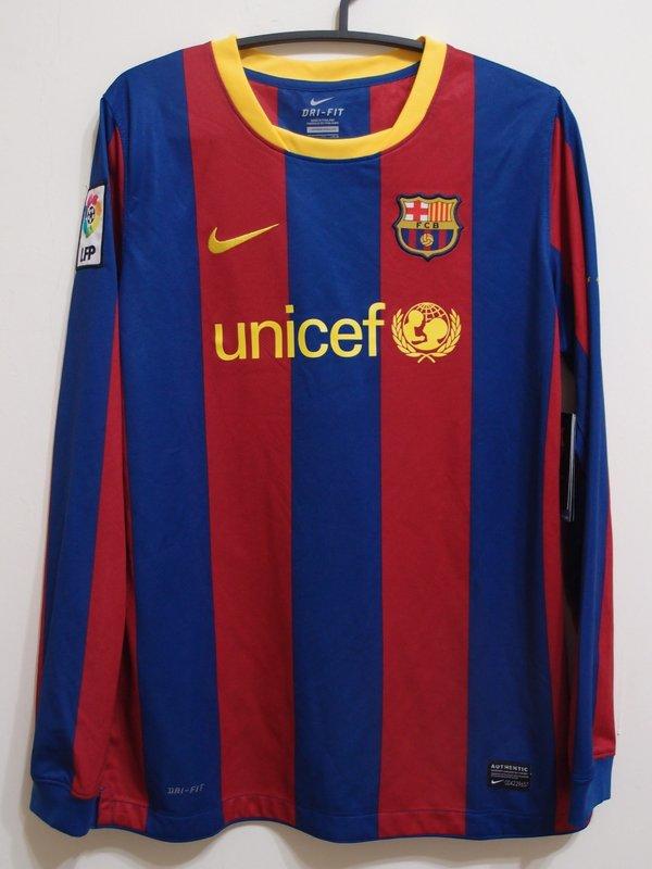 (絕版重現) 2010-11 巴薩主場長袖含Messi 童裝XL Barcelona