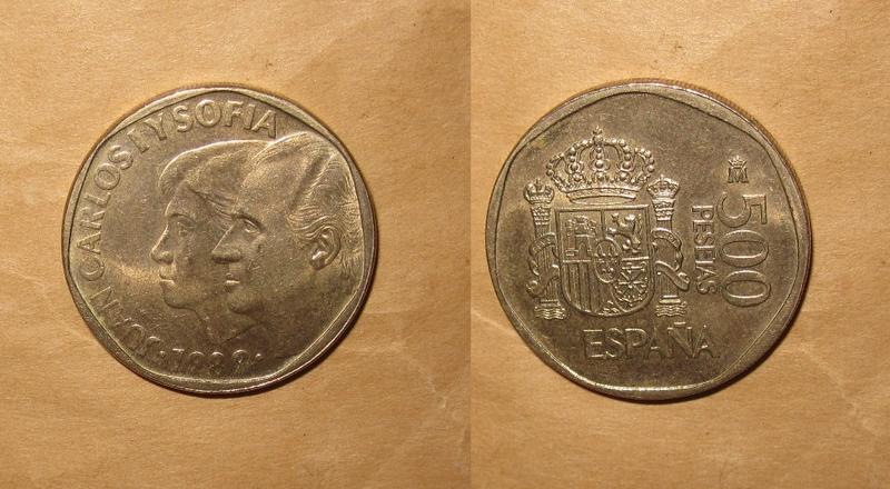 1989 ESPANA 西班牙 500 PESETA 高額幣 UNC