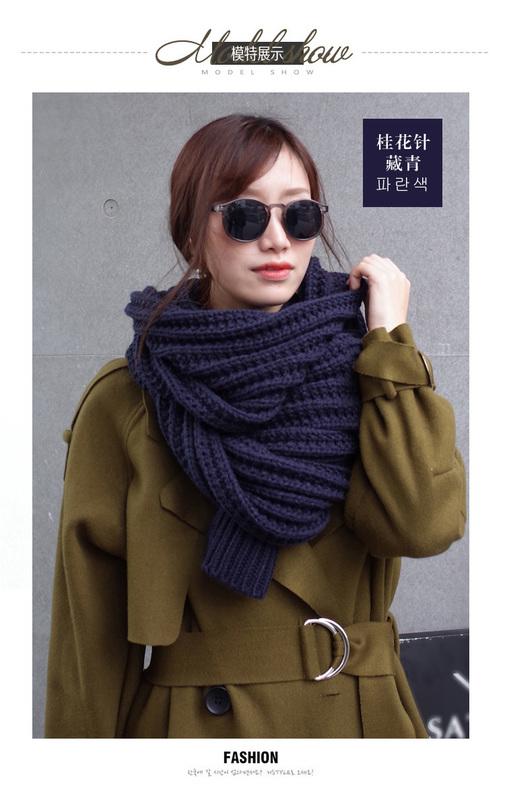 【JIN】[P]-(預購) 韓版粗毛線圍巾女冬季長款加厚韓國冬天情侶針織圍巾學生保暖