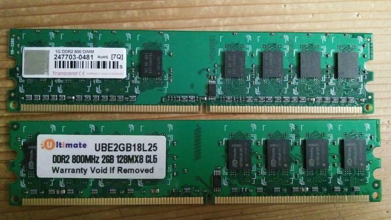 DDR2 (1GBx1 + 2GBx1 + 512MBx1) 拆機品 隨便賣啦