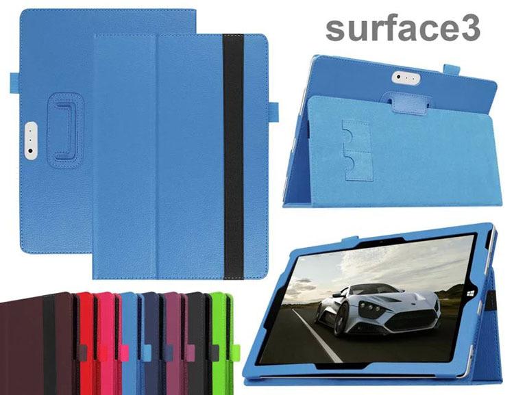 微軟Surface 3 10.8吋 保護套 超薄 荔枝紋 相框式 翻蓋 兩折 支架 平板皮套 綁帶式 保護殼 可休眠 