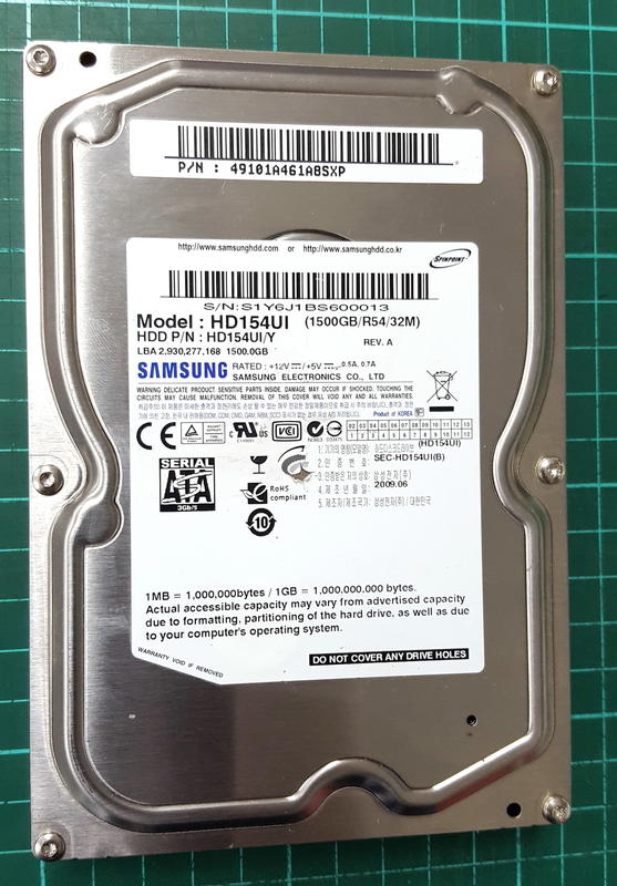 故障品 Samsung HD154UI 1.5 TB SATA