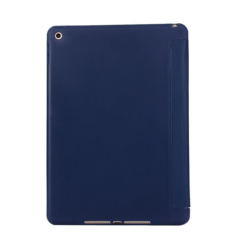 GMO特價2免運Apple蘋果 iPad 9.7吋2017 2018蜂巢散熱三折翻蓋矽膠休眠支架平板 深藍 皮套