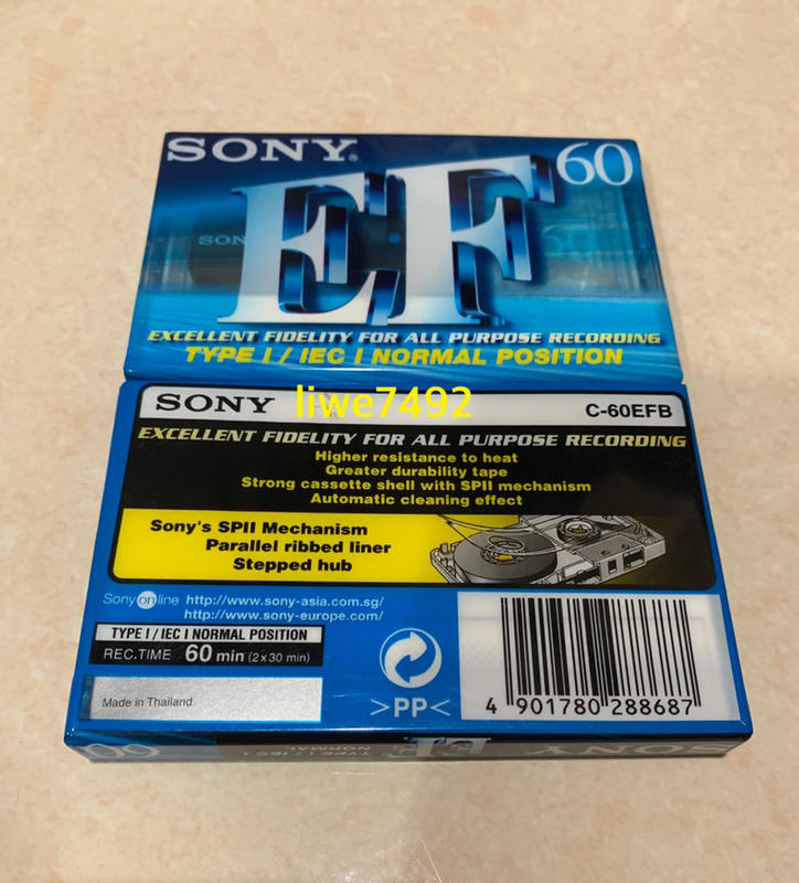 全新 SONY EF AUDIO CASSETTE Excellent Fidelity 60分 空白 卡式 錄音帶