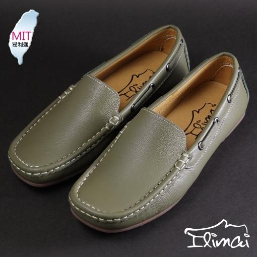 ILIMAI 易利邁．[LC802g]基本馬克縫小牛皮休閒鞋-橄欖綠 | 馬克縫| 休閒鞋  |真皮| MIT台灣製造