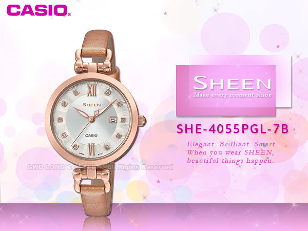 國隆 卡西歐手錶專賣店  SHEEN SHE-4055PGL-7B 氣質優雅指針女錶 防水50米 SHE-4055PG