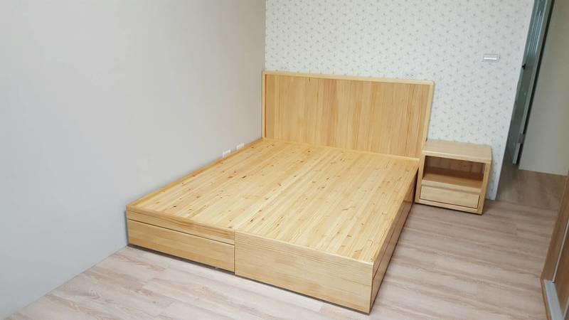 【森林原木手工家具】原木雙人收納式床架