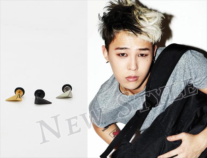韓國進口 BIGBANG 權志龍 G-Dragon GD 同款立體三角穿刺耳環 (單支價)