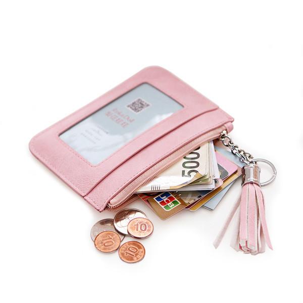 買一送一(送卡套顏色隨機) 超人氣鑰匙包零錢包女短款韓版超薄簡約拉鍊小錢包硬幣包鑰匙包