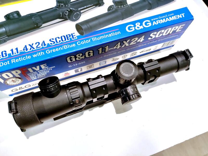 二手寄賣9成新G&G 怪怪1.1-4X24 瞄具LPVO 快瞄倍率鏡G-12-040 含快拆鏡