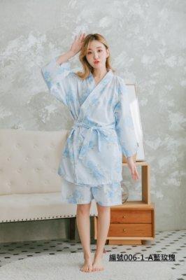 台灣製日式 和服 浴衣(藍玫瑰) 溫泉會館 養身館 五星飯店指定專用 居家服 浴衣和服 浴袍 和服睡衣 日式和服