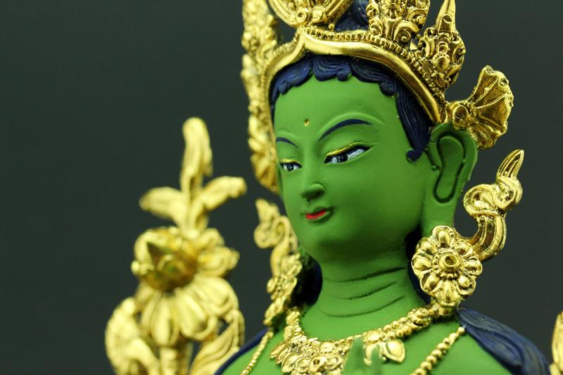 【莊嚴佛淨土】獨家--密宗佛像--貼金+彩繪純銅綠度母菩薩