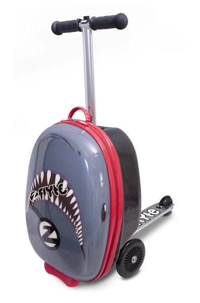 【兒童行李箱+滑板車】【英國Zinc Flyte多功能滑板車--鯊魚戰士】18吋行李箱 滑板車 登機箱 旅行箱 兒童玩具