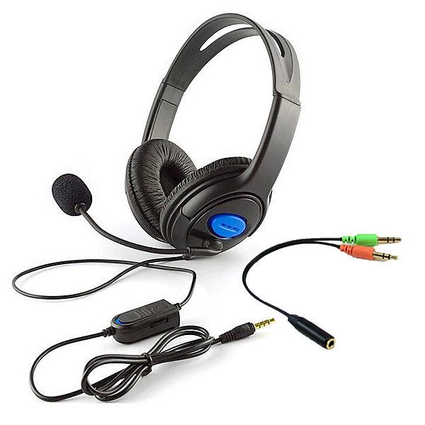 3功能PS4耳機麥克風+手機通話耳麥+電腦耳麥麥克風 頭戴式 線控音量調整 適用PS4與手機及電腦