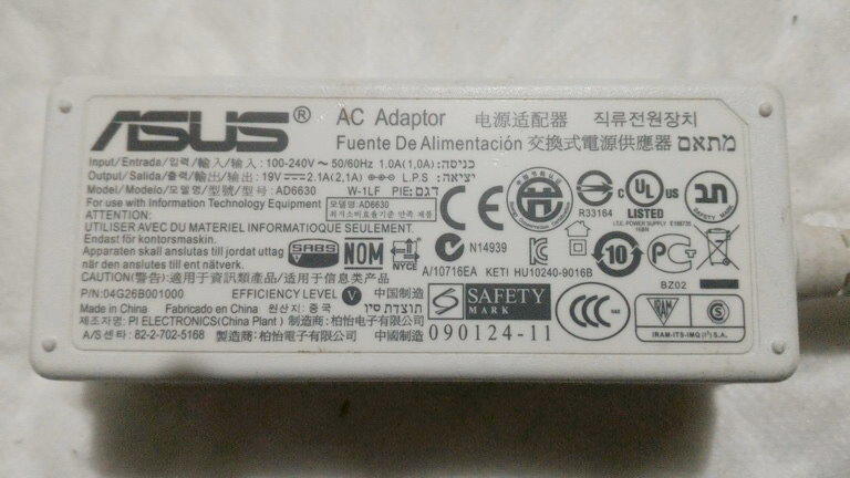 華碩 ASUS Eee PC 原廠 白色 19V 2.1A 2.4mm * 0.7mm AD6630 變壓器 電源線