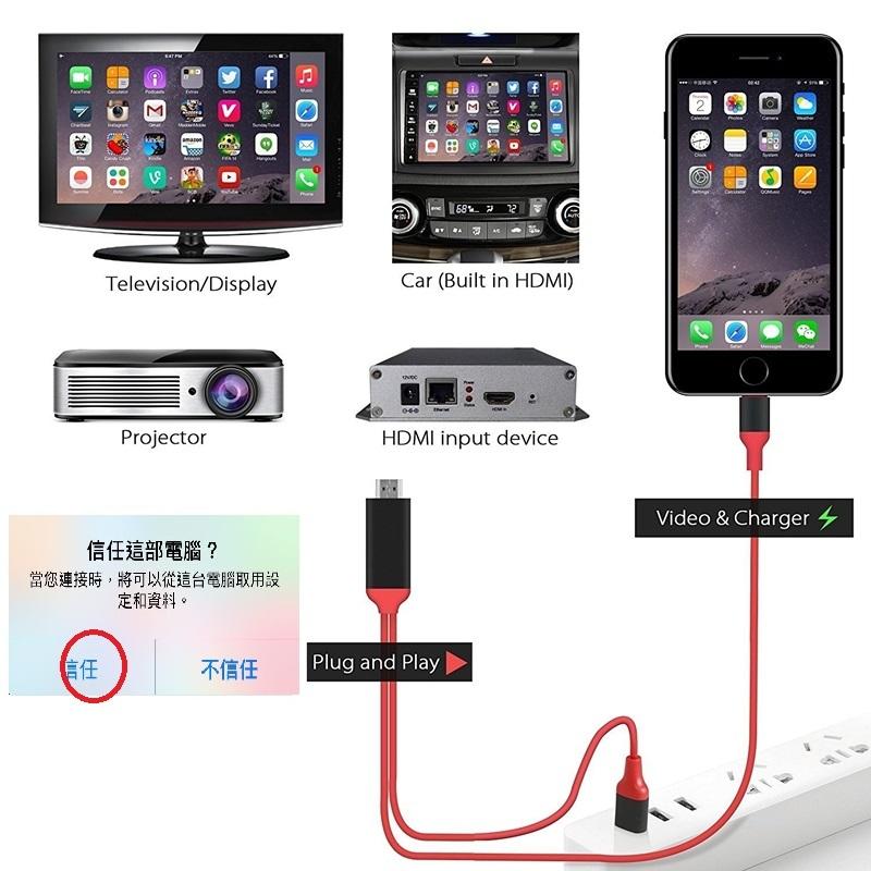 IOS13  iPhone6; 6s 5s plus 7 8  hdmi 手機 轉 HDMI 接電視 高清線
