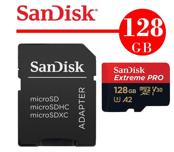 公司貨 讀200MB/s 寫90MB/s SanDisk Extreme PRO 128GB V30 U3 A2 記憶卡