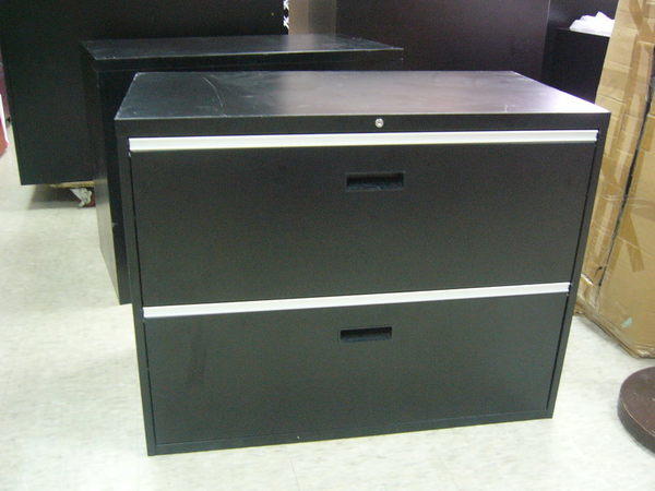 OA辦公家具 一般抽屜兩層式鐵櫃黑色(新竹以北免運費)