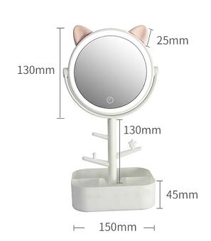 貓耳/兔子 收納置物化妝鏡 USB充電 甜甜圈 智慧美妝鏡 網美燈化妝鏡 抖音  LED補光燈 網美 補光鏡 可調光攜帶