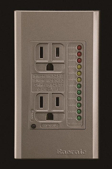 【翌能電子】智慧型安全插座 壁插座 LED用電顯示 過載自動斷電 防火材質 3P接地 美觀 (古銅色)