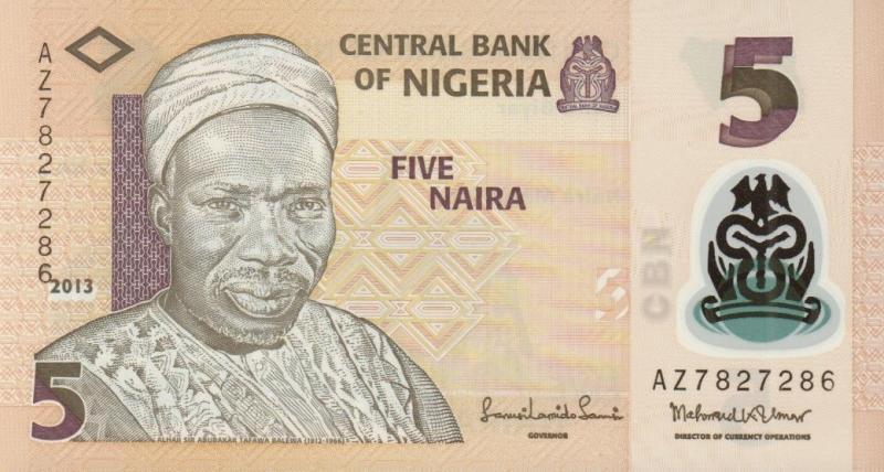 奈及利亞-2013年5奈拉塑膠鈔