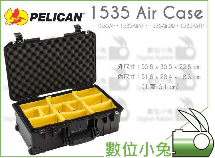 數位小兔【Pelican 塘鵝 Air 1535 WD 超輕 氣密箱 含輪座 隔板組】防撞箱 1510 防水 防摔