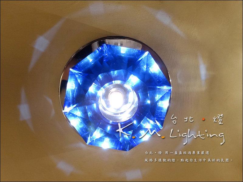 【台北點燈】KM-0117 水藍色水晶塊 精美雕工 八箭光影璀璨 玄關水晶吸頂燈