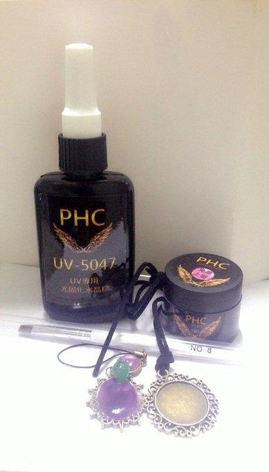 PHC UV LED灌注膠 水晶膠 寶石膠 套餐免運費 (UV 膠 爆亮免去漬上層 彩繪筆 金屬底托)
