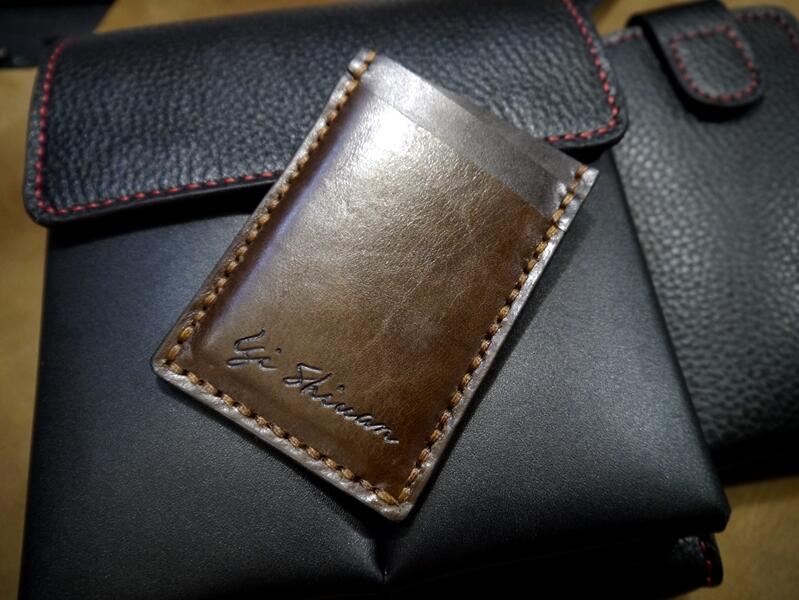 KH手工皮革工作室牛皮名片夾 信用卡皮套 證件包 直式名片皮套 身分證件夾 健保卡套 悠遊卡收納包 四格層MIT台灣製造